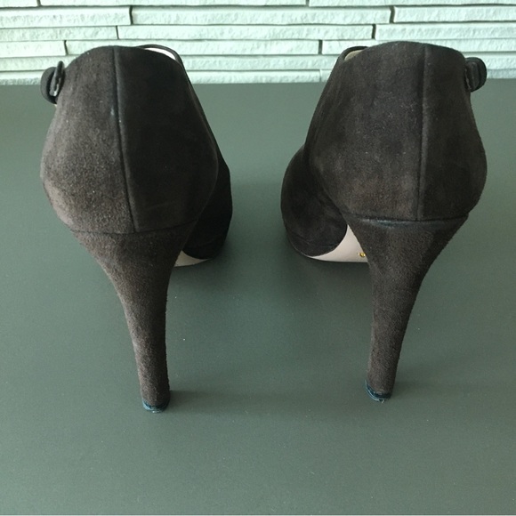 Prada Brown Suede Booties Size  37 4.5 inch heel - Picture 3 of 6